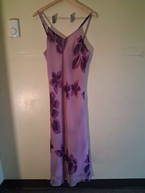 Elegant Lavender Slip Dress with Floral Print